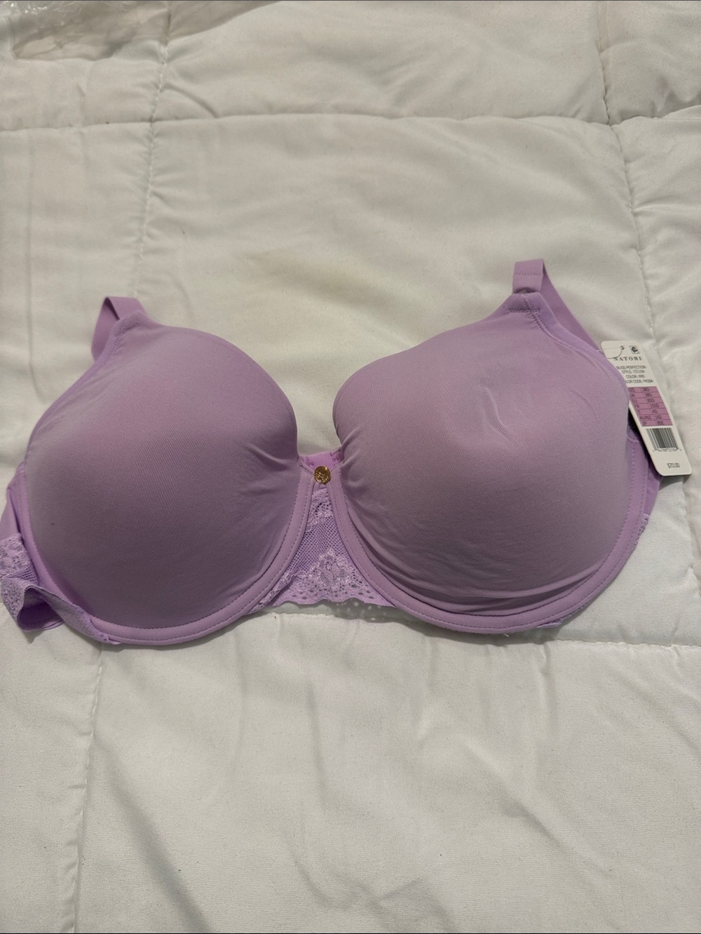 Natori Lavender Molded Underwire Bra with Lace Trim NWT